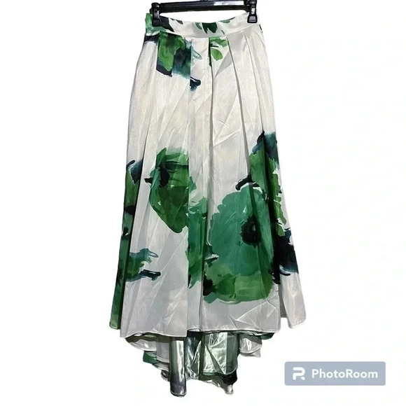 NEW Samuel Dong Hi Low Floral Skirt Womens Small White Green Size Medium M - Picture 1 of 9